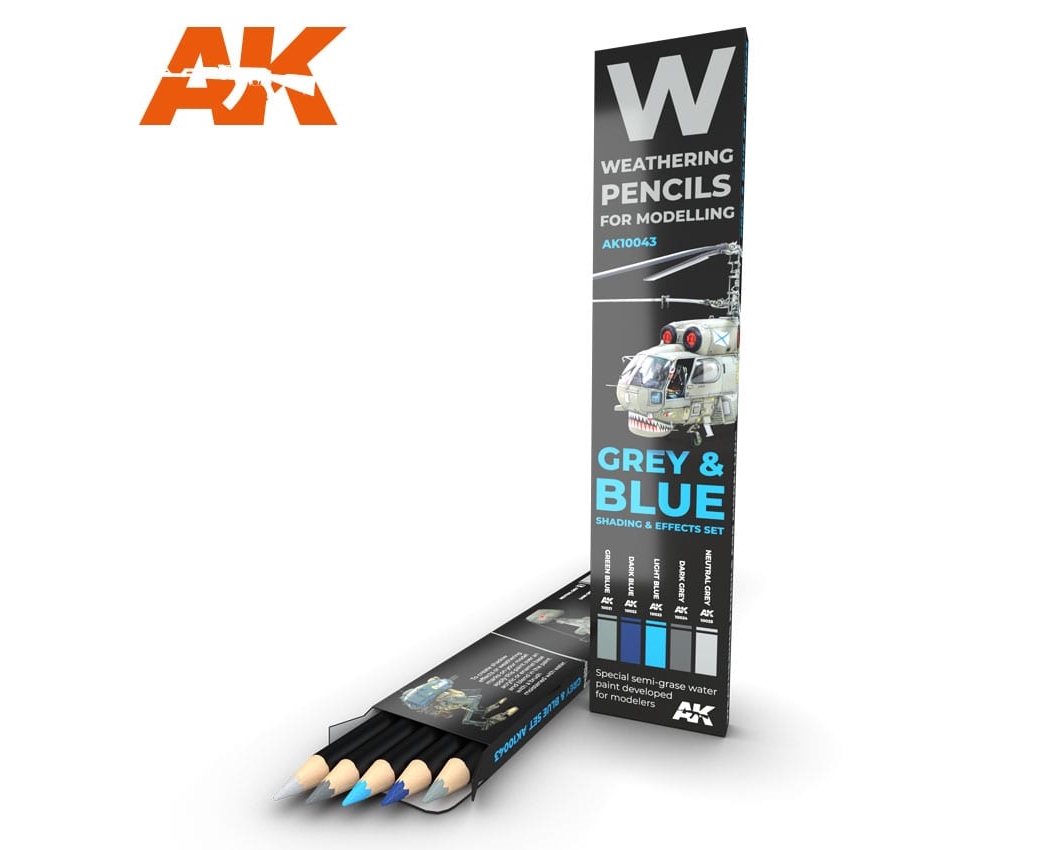 AK10043 - WATERCOLOR PENCIL SET GREY AND BLUE CAMOUFLAGES