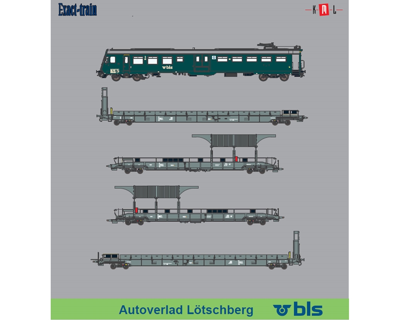 BLS AUTOVERLADEZUG DC, BASISSET, 1× STEUERWAGEN, 2× AUFFAHRWAGEN, 2× RAMPENWAGEN