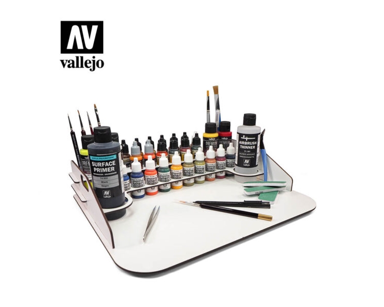 Vallejo 26011 - STANDAARD VOOR VERFPOTJES + WORK STATION (40 X 30 CM)
